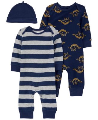 Carter's Baby Boys Footless Coveralls and Hat, 3 Piece Set - Macy's