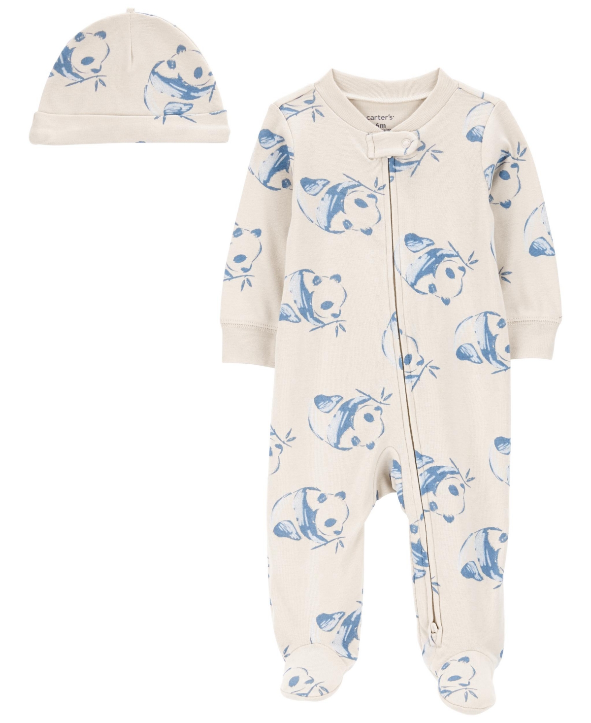 Carter's Baby Boys Or Baby Girls Panda Sleep And Play And Cap, 2 Piece Set In White