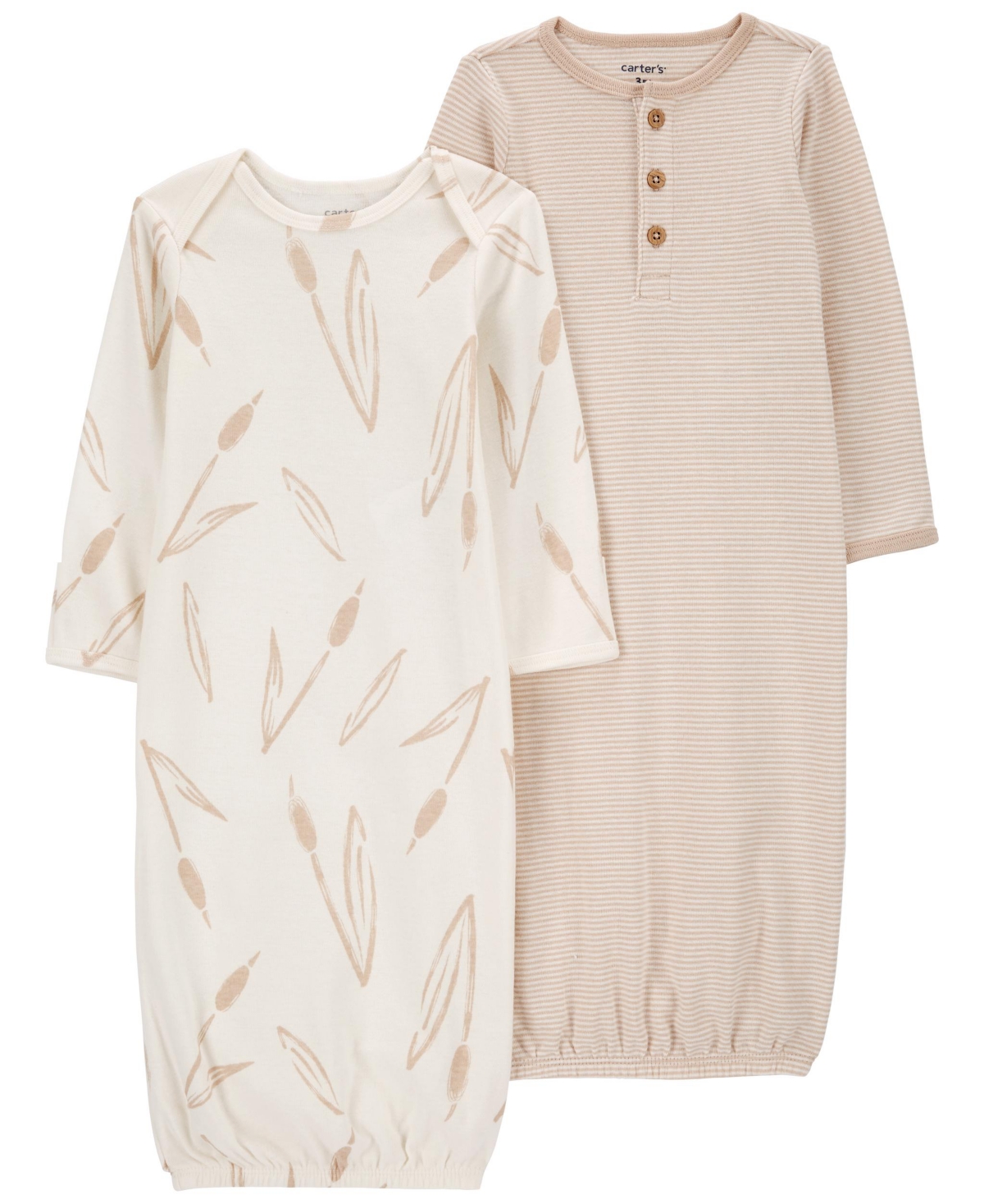Carter's Kids' Baby Boys Or Baby Girls Sleeper Gowns, Pack Of 2 In Neutral