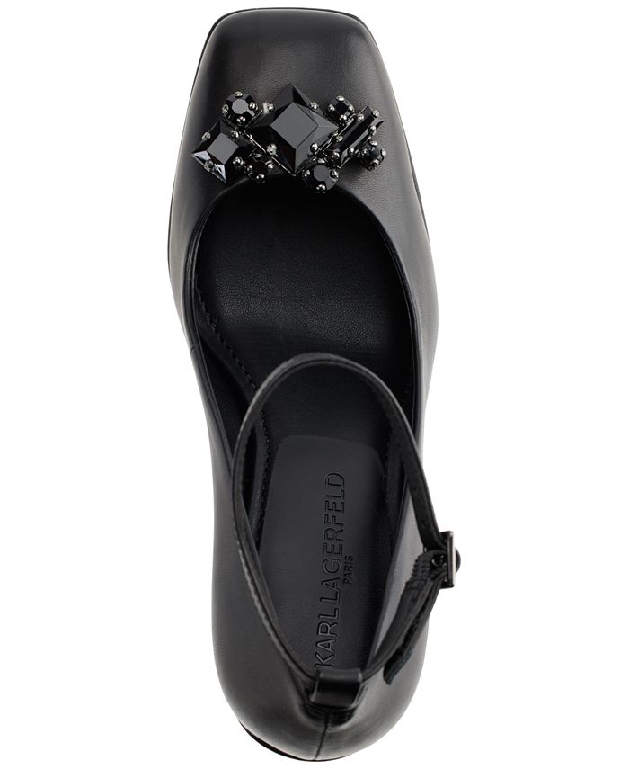 KARL LAGERFELD PARIS Women's Varun AnkleStrap Embellished Platform