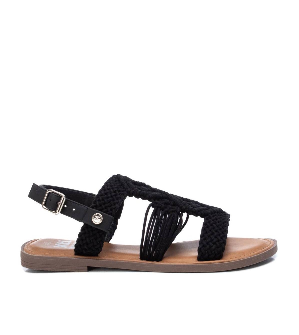 Xti Women's Braided Strap Flat Sandals By Xti,- Black