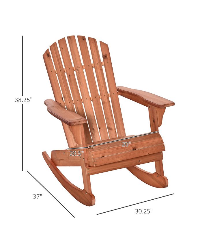 Outsunny Wooden Adirondack Rocking Chair Outdoor Lounge Chair Fire Pit ...