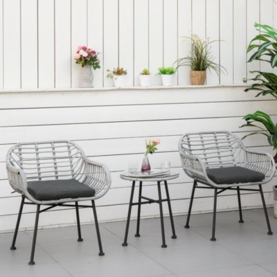 3 Piece Patio Set, PE Rat Table and Chairs,