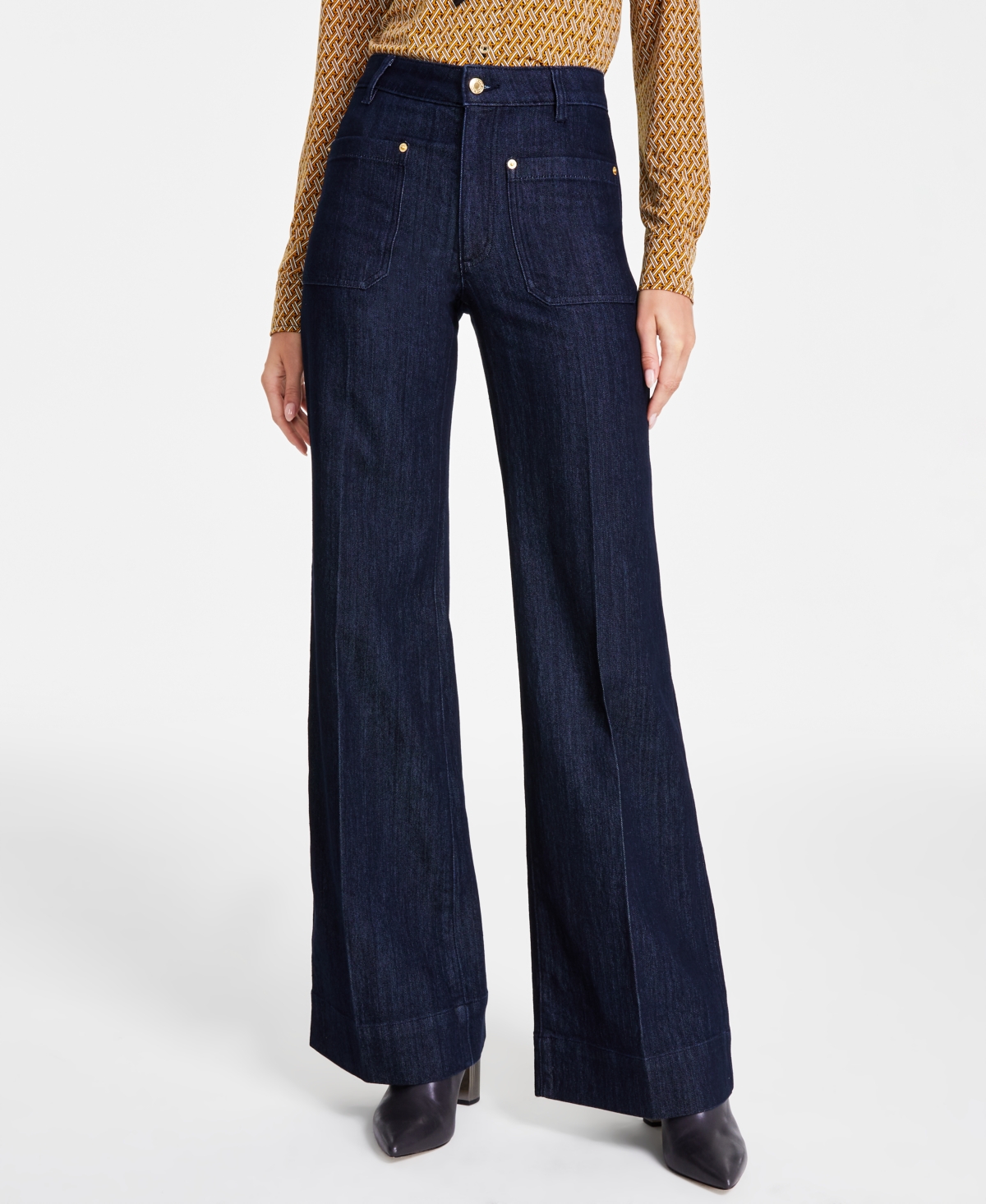 Michael Kors Michael Women s Wide Flare leg Jeans In Indigo Rinse