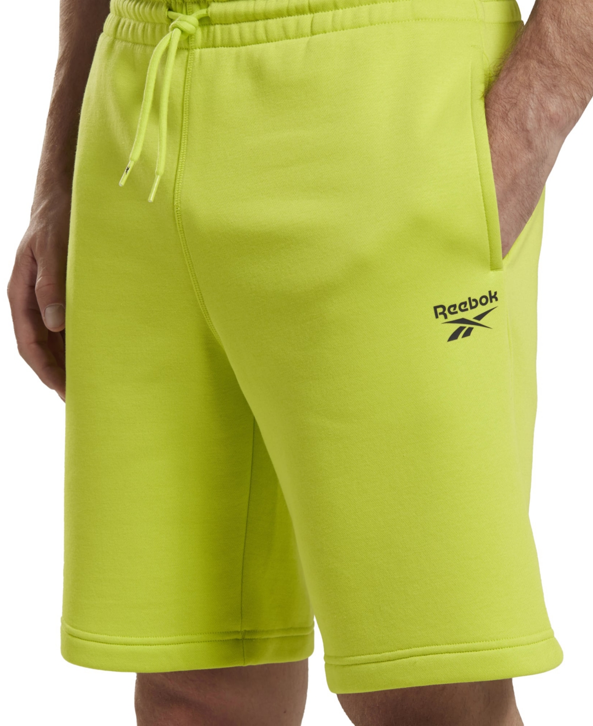 Reebok Men's Identity Regular-fit Logo-print Sweat Shorts In Acid Yellow