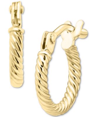 Children's Twist Style Extra Small Hoop Earrings in 14k Gold, 3/8"