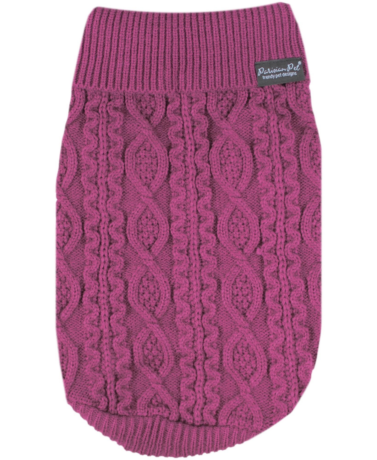 Cable Knit Raspberry Dog Sweater - Cranberry