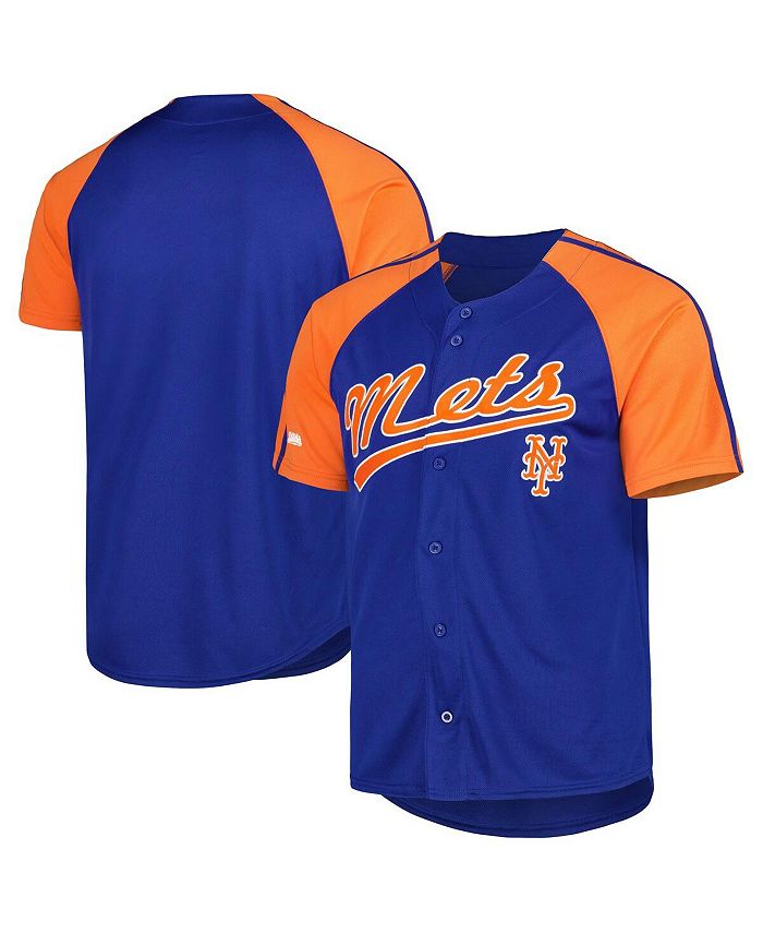 New York Mets Stitches Button-Down Raglan Fashion Jersey - Royal