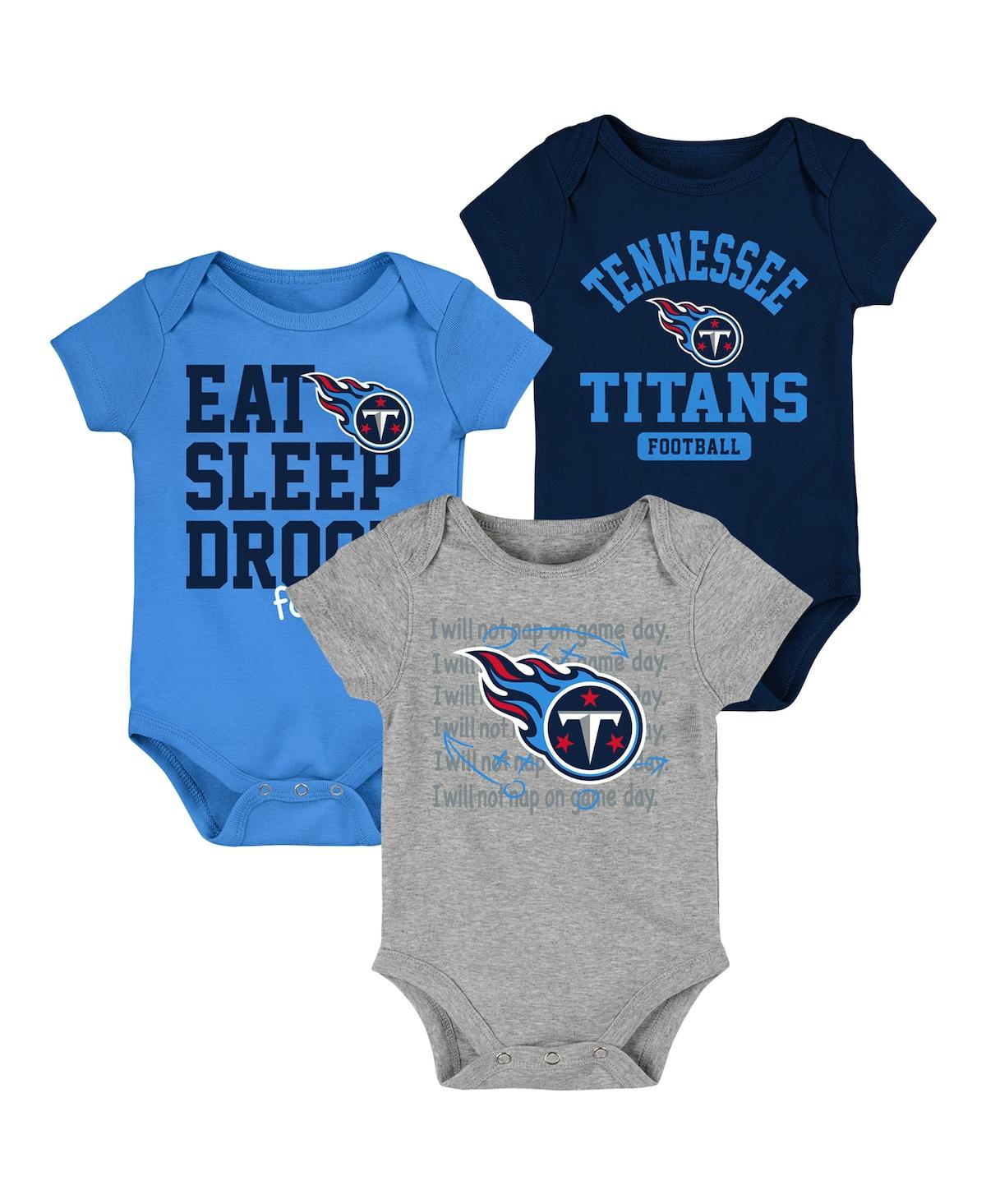Shop Outerstuff Newborn And Infant Boys And Girls Navy, Light Blue Tennessee Titans Eat Sleep Drool Football Three-p In Navy,light Blue