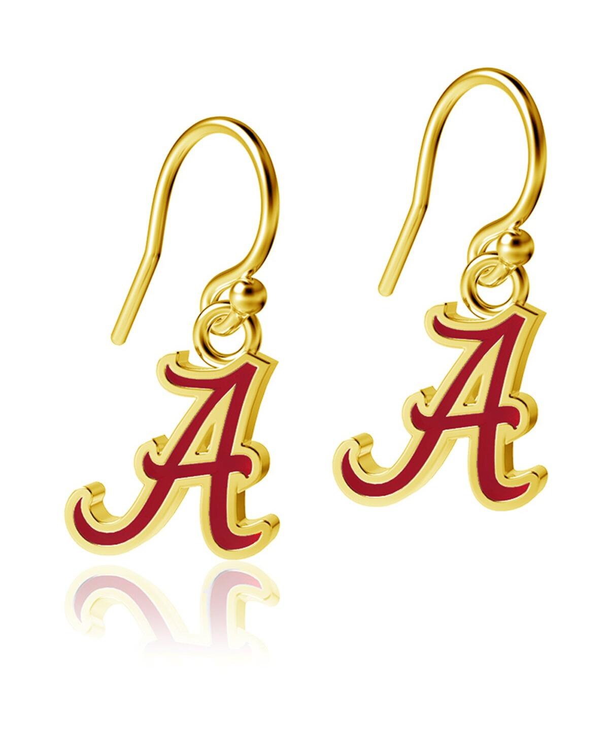 Dayna Designs Women's  Alabama Crimson Tide Gold Plated Enamel Dangle Earrings In Gold-tone