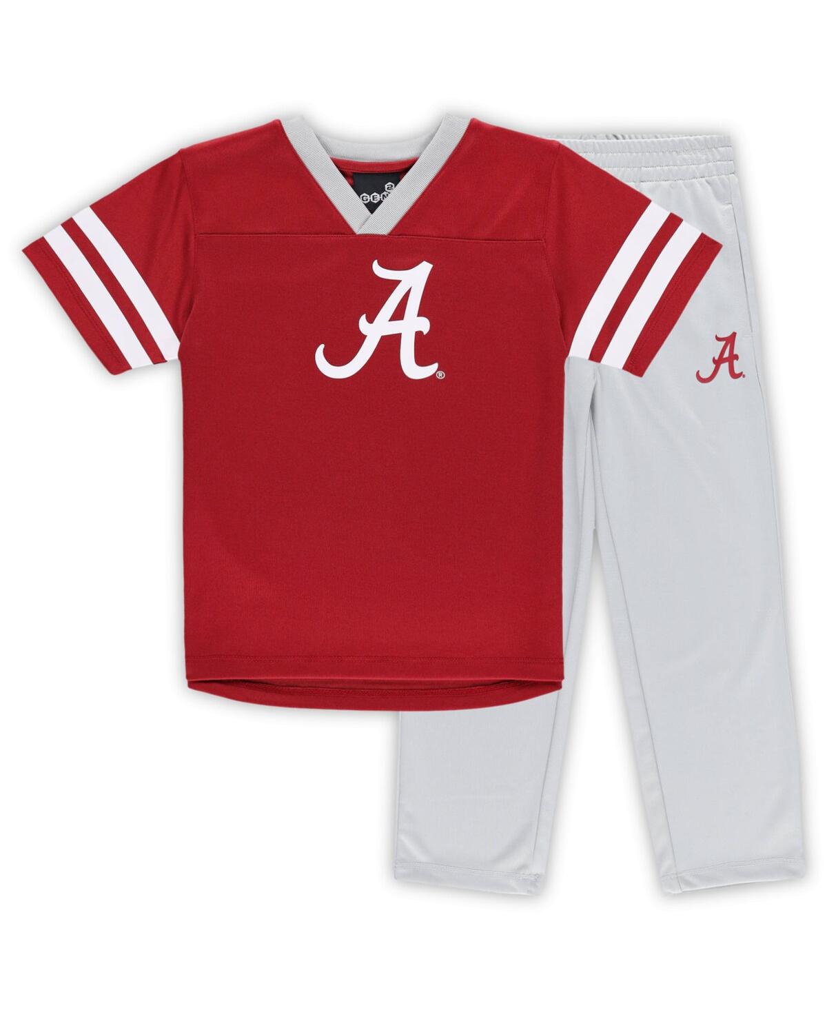 Outerstuff Toddler Boys And Girls Crimson, Gray Alabama Crimson Tide Red Zone Jersey And Pants Set In Crimson,gray