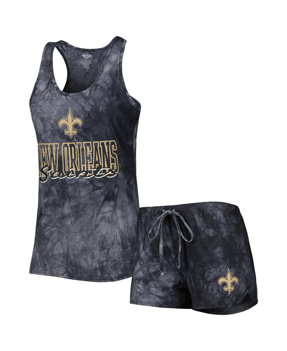 CONCEPTS SPORT WOMEN'S CONCEPTS SPORT CHARCOAL NEW ORLEANS SAINTS BILLBOARD SCOOP NECK RACERBACK TANK TOP AND SHORT 