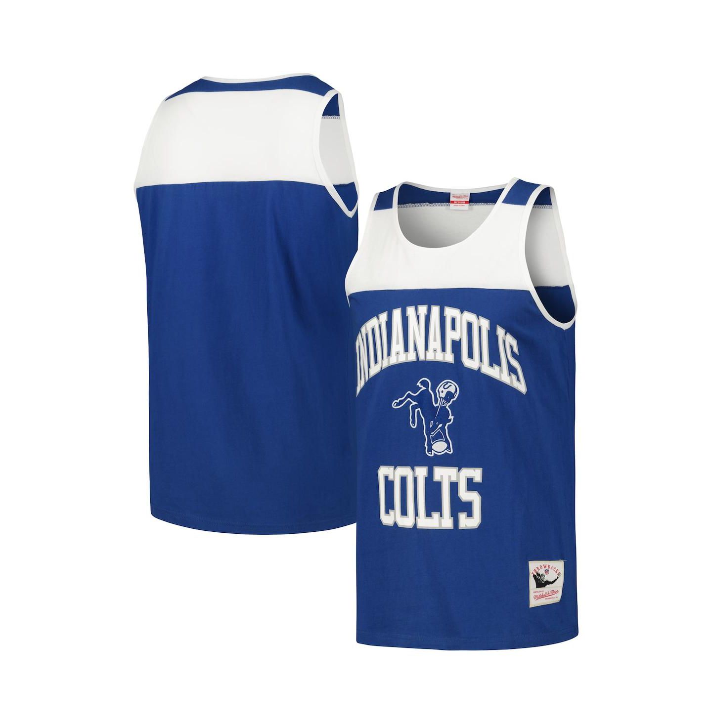 Мужской топ Mitchell & Ness Royal and White Indianapolis Colts Heritage Colorblock — фото 2