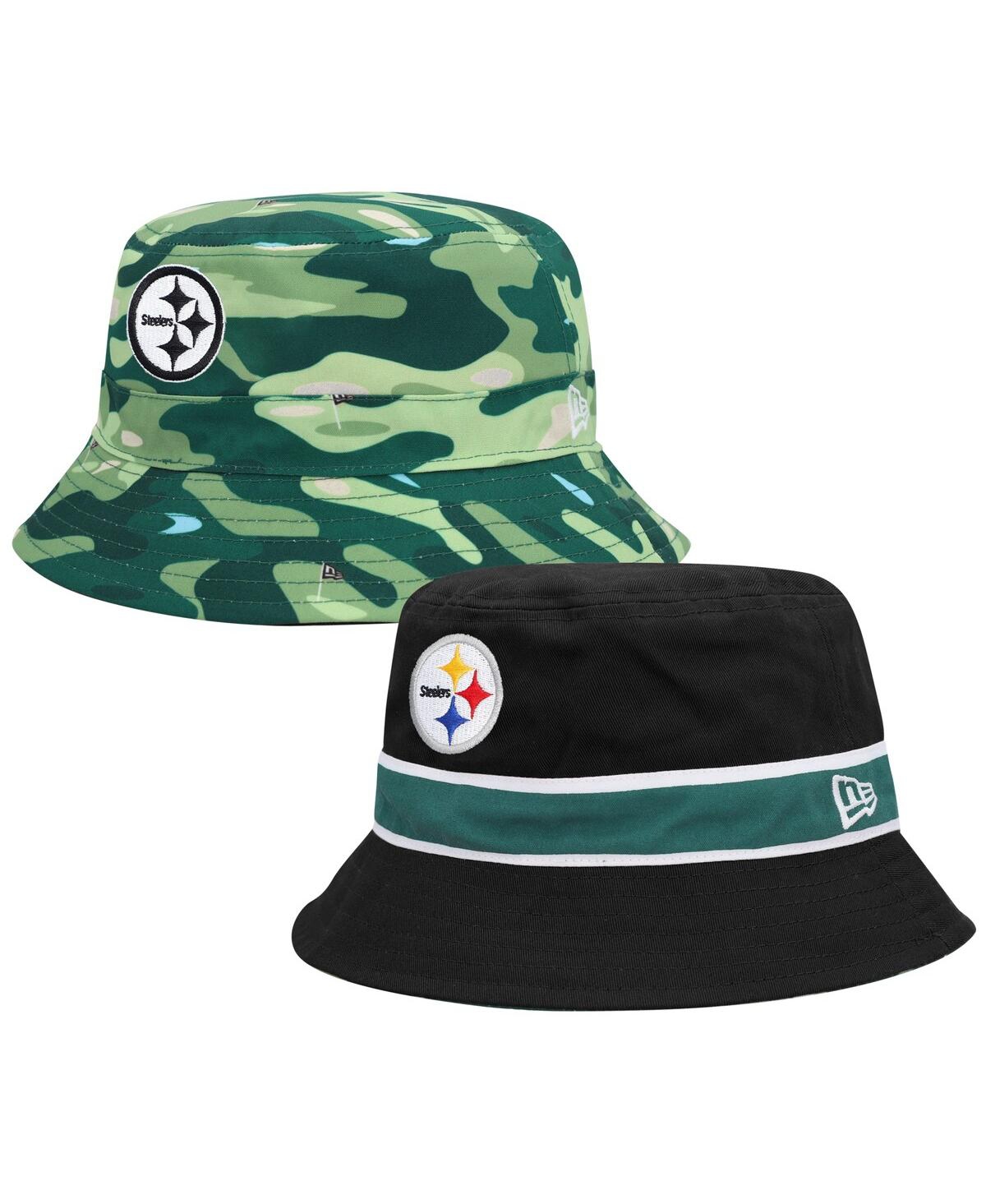 Shop New Era Men's  Black Pittsburgh Steelers Reversible Bucket Hat