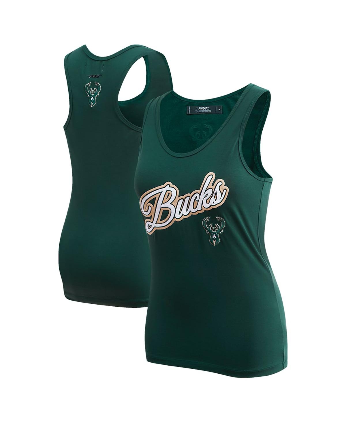 Shop Pro Standard Women's  Hunter Green Milwaukee Bucks Script Tank Top