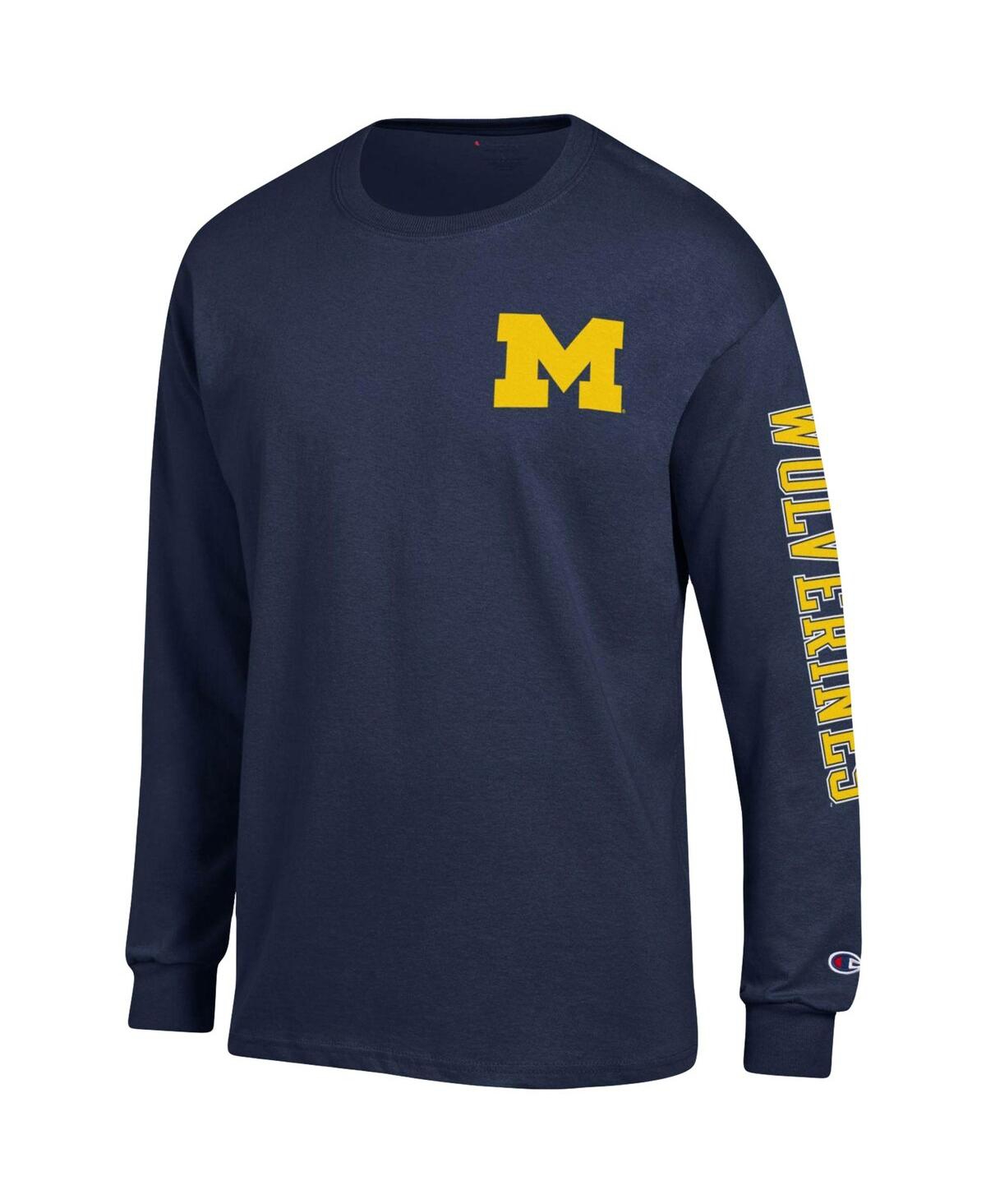 Men's ChampionMichigan Wolverines Team Stack Long Sleeve T-shirt - Navy