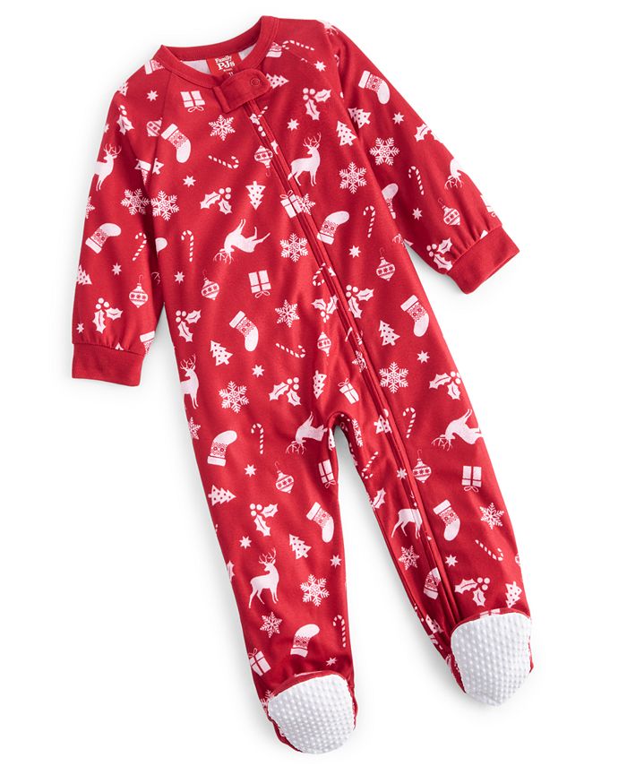 Family PJs Macys Christmas Holiday One Pieced Footed Pajamas Size