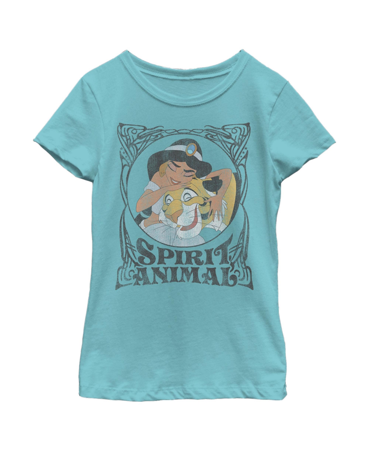 Disney Girl's Aladdin Jasmine Spirit Animal Child T-shirt In Tahiti Blue
