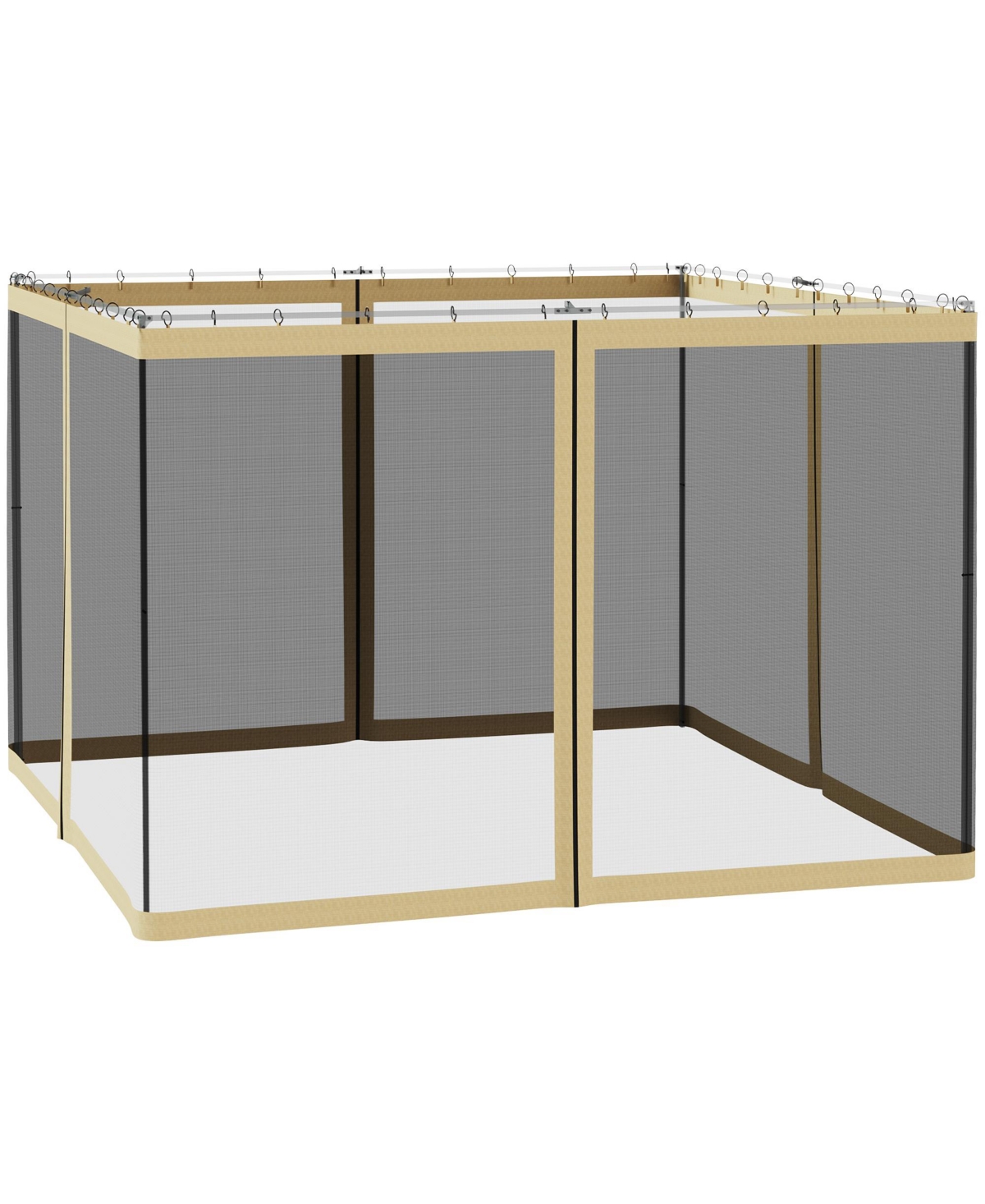 10' x 10' Universal Replacement Mesh Sidewall Netting for Patio Gazebos and Canopy Tents with Zippers, (Sidewall Only) Beige - White