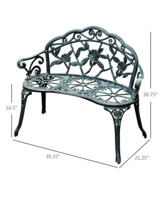 40" Antique Style Patio Porch Garden Bench Cast Aluminum Outdoor Chair Rose