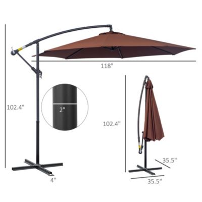 Outdoor Crank Umbrella Deck Sun Protection Shade Canopy w/ Stable Base