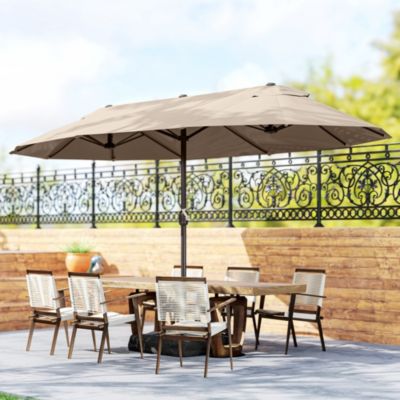15' Backyard Double-Sided Steel Fabric Market Garden Umbrella