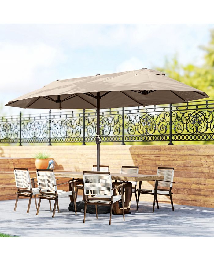 Outsunny Patio Umbrella 15' Steel Rectangular Outdoor Double Sided