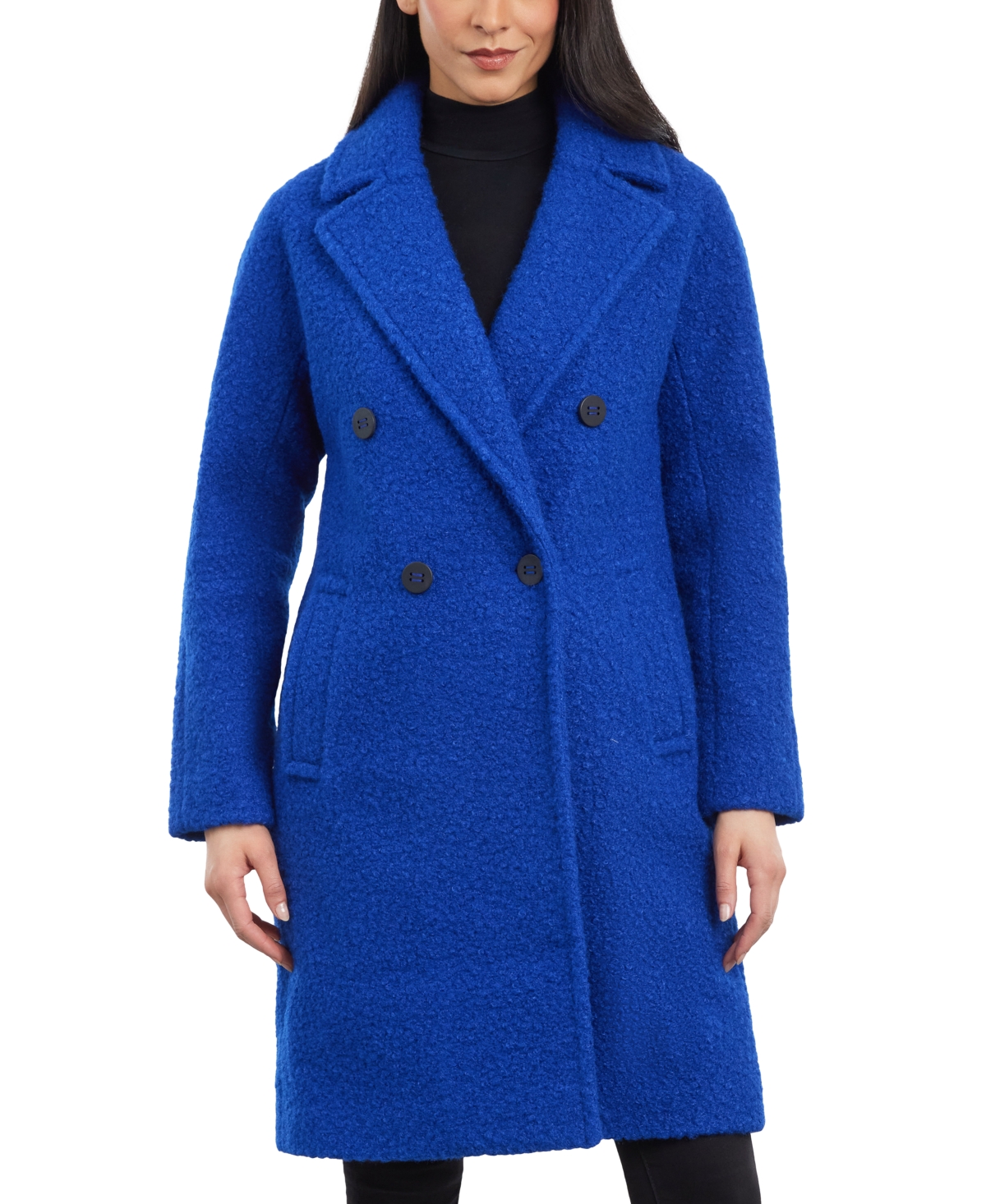 Shop Bcbgeneration Women's Double-breasted Boucle Walker Coat In Royal Blue