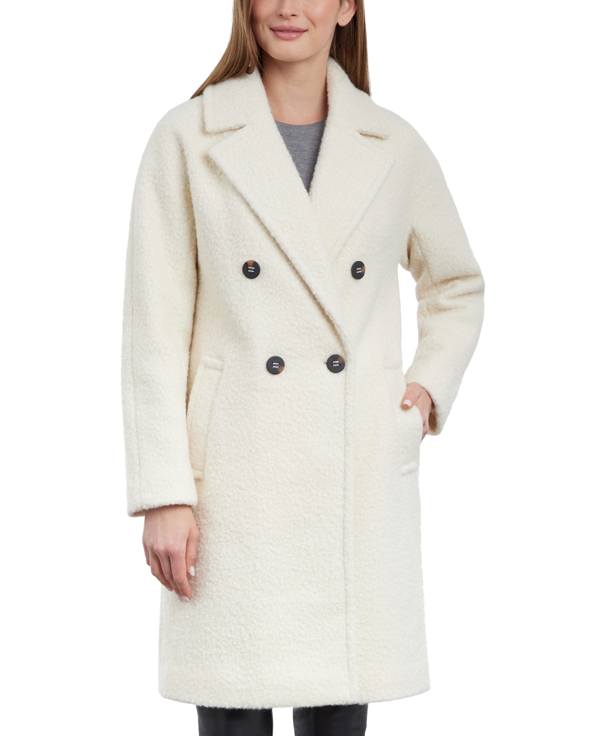 Bcbgeneration Women's Double-breasted Boucle Walker Coat In Cream