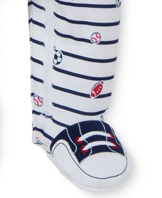 Baby Boys Sports Footed Coverall and Hat, 2 Piece Set