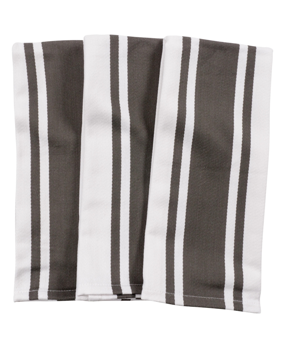 Union Stripe Cotton 3 Piece Kitchen Dish Towel Set, 18" x 28" - Silver