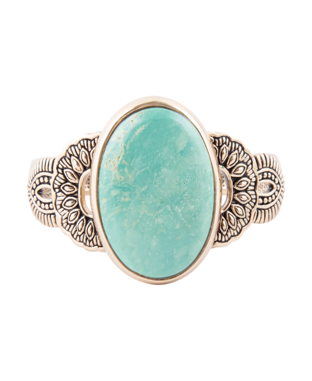 Barse Agave Genuine Blue Turquoise Oval Cuff Bracelet In Genuine Turquoise