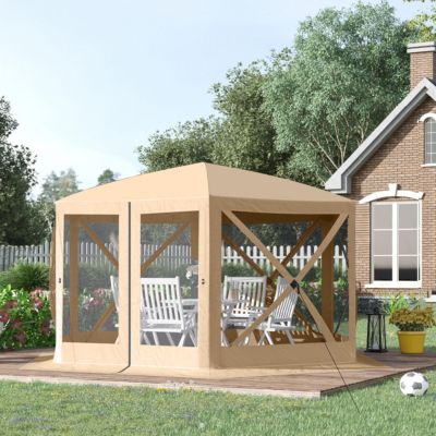 Hexagon Pop Up Party Tent Gazebo w/ Netting, 12' x 12',