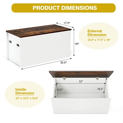 Flip-top Storage Chest Lift Top Storage Bench Wooden Deck Toy Box