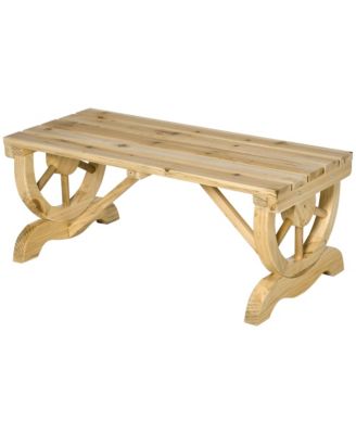 2-Person Garden Bench Outdoor Wagon Wheel Porch Bench for Backyard, Patio, Garden Natural
