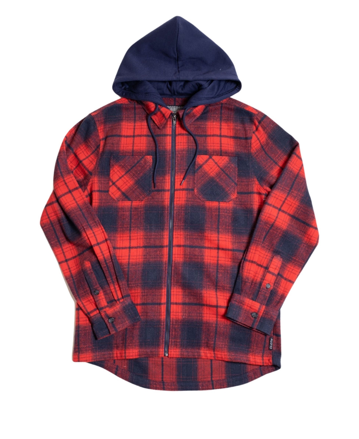 BROOKLYN CLOTH MEN'S MACHINE WASHABLE POLYESTER / COTTON FLANNEL HOODED ZIP SHACKET