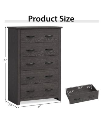 5 Drawer Chest Storage Dresser Tall Cabinet Organizer Bedroom Hallway