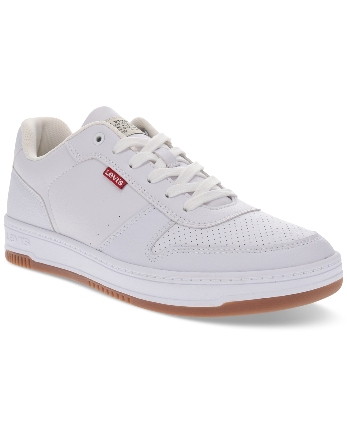 Men's Drive Faux-Leather Low Top Lace-up Sneakers - White, Gum