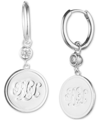 新作【RALPH LAUREN】Logo Coin Drop Earrings ★ Ralph Lauren Cubic Zirconia Logo Coin Drop Earrings in