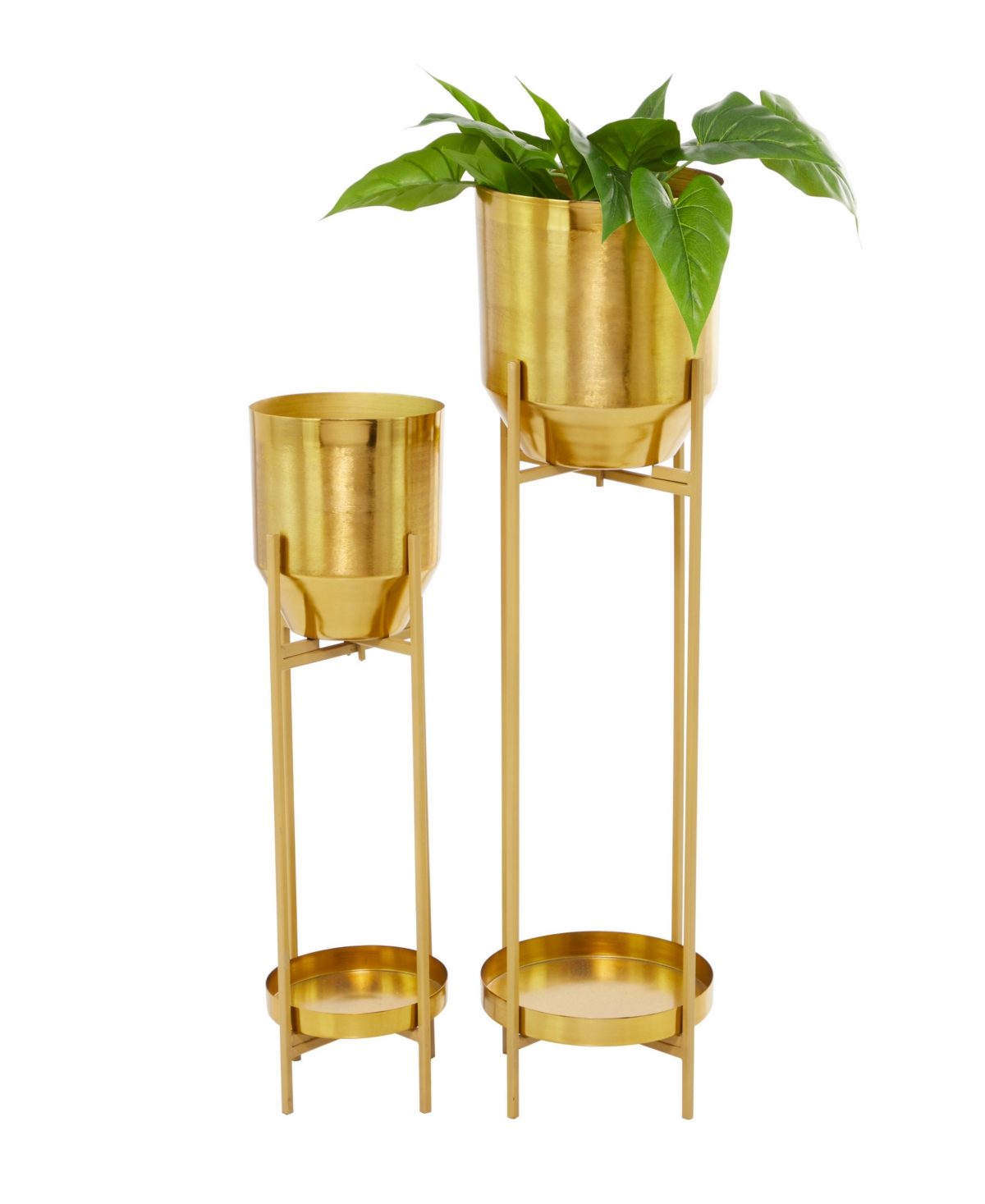 Gold-Tone Metal Planter with Removable Stand Set of 2 - Gold