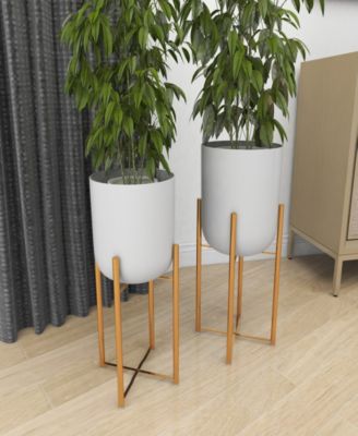 Metal Indoor Outdoor Dome Planter with Removable Stand Set of 2