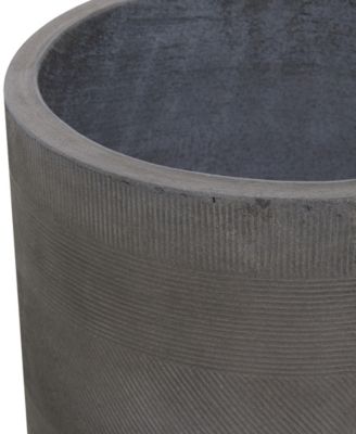 Gray Ceramic Indoor Outdoor Planter with Wood Legs Set of 2 