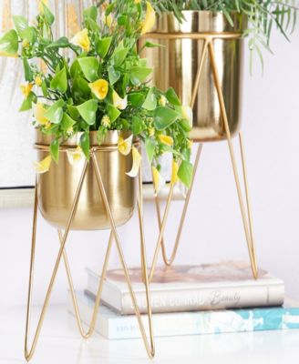 Metal Planter with Removable Stand Set of 2