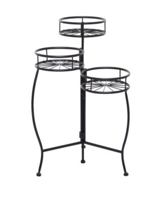Black Metal Indoor Outdoor 3 Tier Starburst Plant Stand