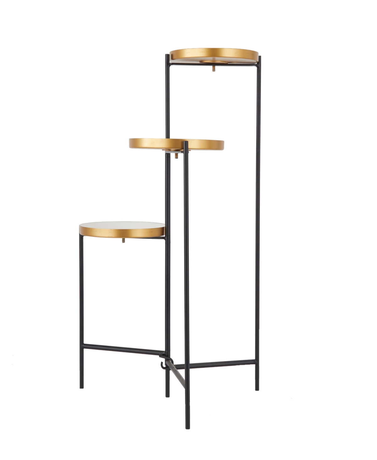 Metal Foldable 3 Tier Plant Stand with Enameled Interior, 22" x 18" x 32" - Orange