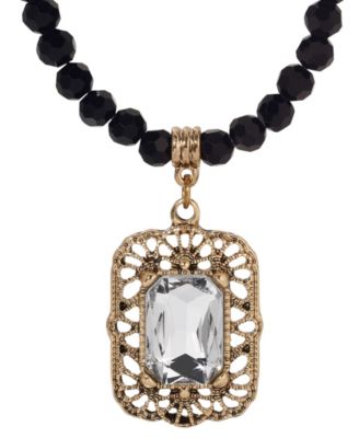 Crystal Glass Bead Pendant Necklace