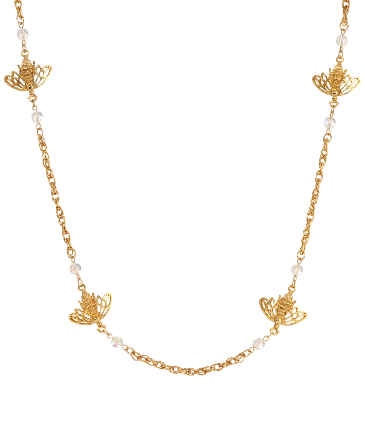 2028 Crystal Bee Necklace In Gold