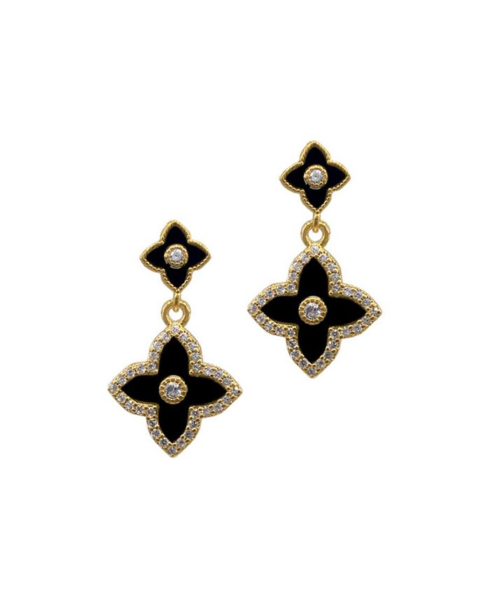 ADORNIA 14K Gold Plated Black Clover Drop Earrings Macy's