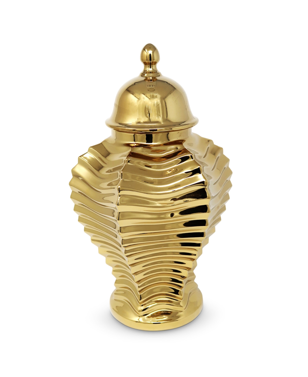 Shop Vivience Ginger Jar And Lid With Pleat Design In Gold