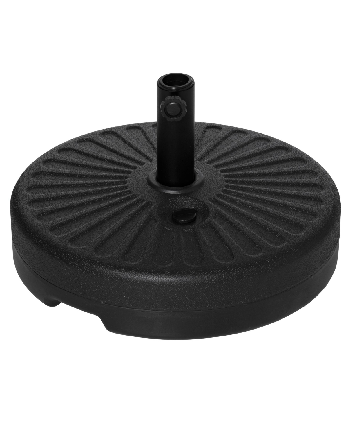 Round Plastic Umbrella Holder, Fillable Patio Umbrella Base Stand for Outdoor, 46lb Water or 57lbs Sand, Black - Black
